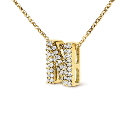 10K Yellow Gold Diamond Accent "A-Z" Initial Bubble Pendant Necklace