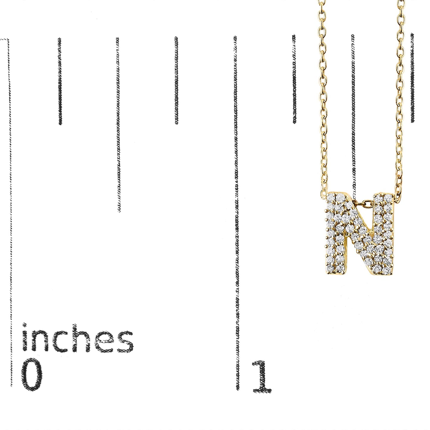 10K Yellow Gold Diamond Accent "A-Z" Initial Bubble Pendant Necklace