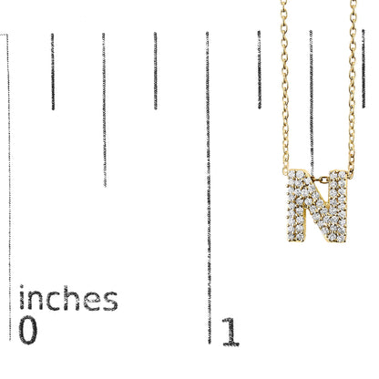 10K Yellow Gold Diamond Accent "A-Z" Initial Bubble Pendant Necklace