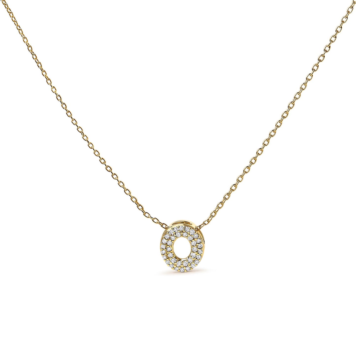 10K Yellow Gold Diamond Accent "A-Z" Initial Bubble Pendant Necklace
