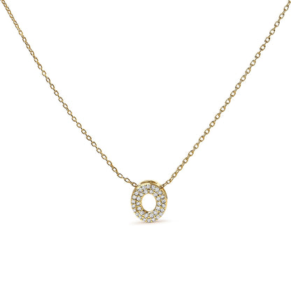 10K Yellow Gold Diamond Accent "A-Z" Initial Bubble Pendant Necklace