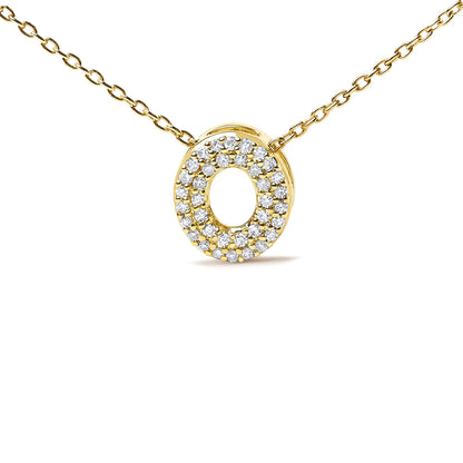 10K Yellow Gold Diamond Accent "A-Z" Initial Bubble Pendant Necklace