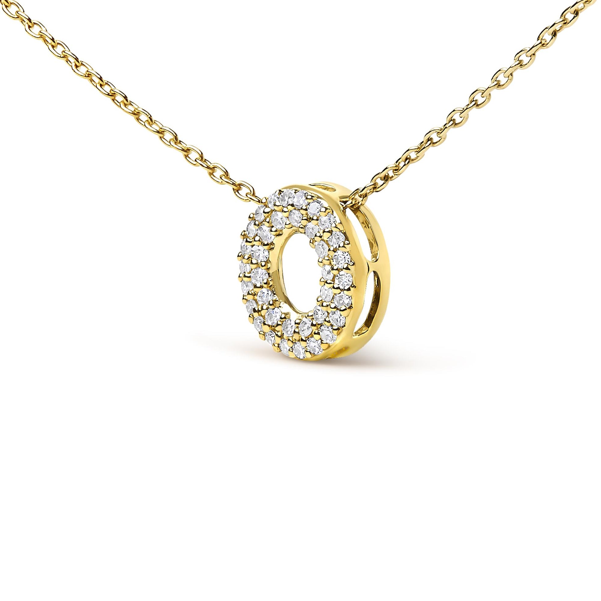 10K Yellow Gold Diamond Accent "A-Z" Initial Bubble Pendant Necklace