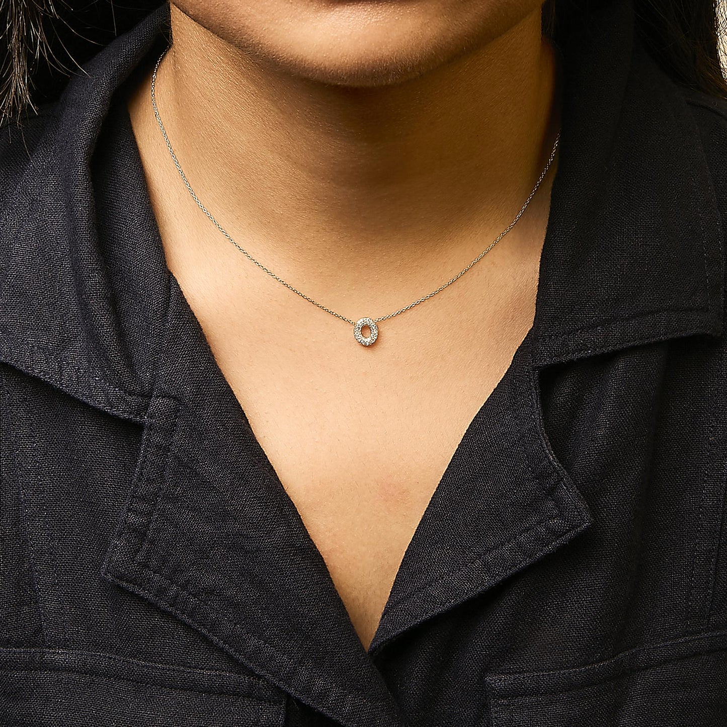 10K Yellow Gold Diamond Accent "A-Z" Initial Bubble Pendant Necklace