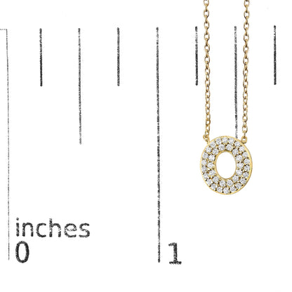 10K Yellow Gold Diamond Accent "A-Z" Initial Bubble Pendant Necklace