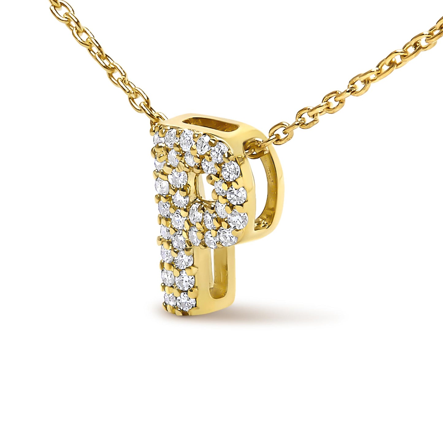 10K Yellow Gold Diamond Accent "A-Z" Initial Bubble Pendant Necklace