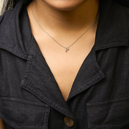 10K Yellow Gold Diamond Accent "A-Z" Initial Bubble Pendant Necklace
