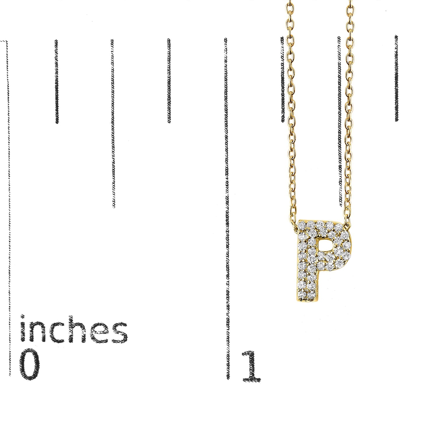 10K Yellow Gold Diamond Accent "A-Z" Initial Bubble Pendant Necklace