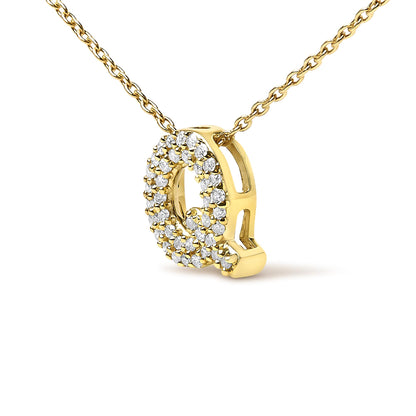 10K Yellow Gold Diamond Accent "A-Z" Initial Bubble Pendant Necklace
