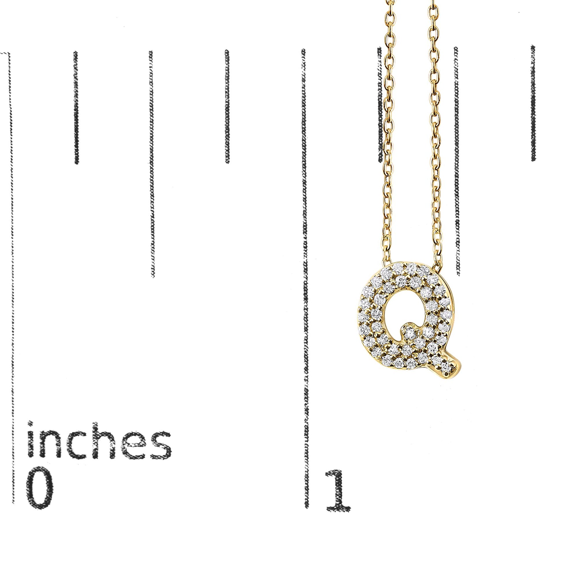 10K Yellow Gold Diamond Accent "A-Z" Initial Bubble Pendant Necklace