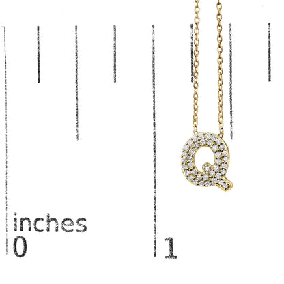 10K Yellow Gold Diamond Accent "A-Z" Initial Bubble Pendant Necklace