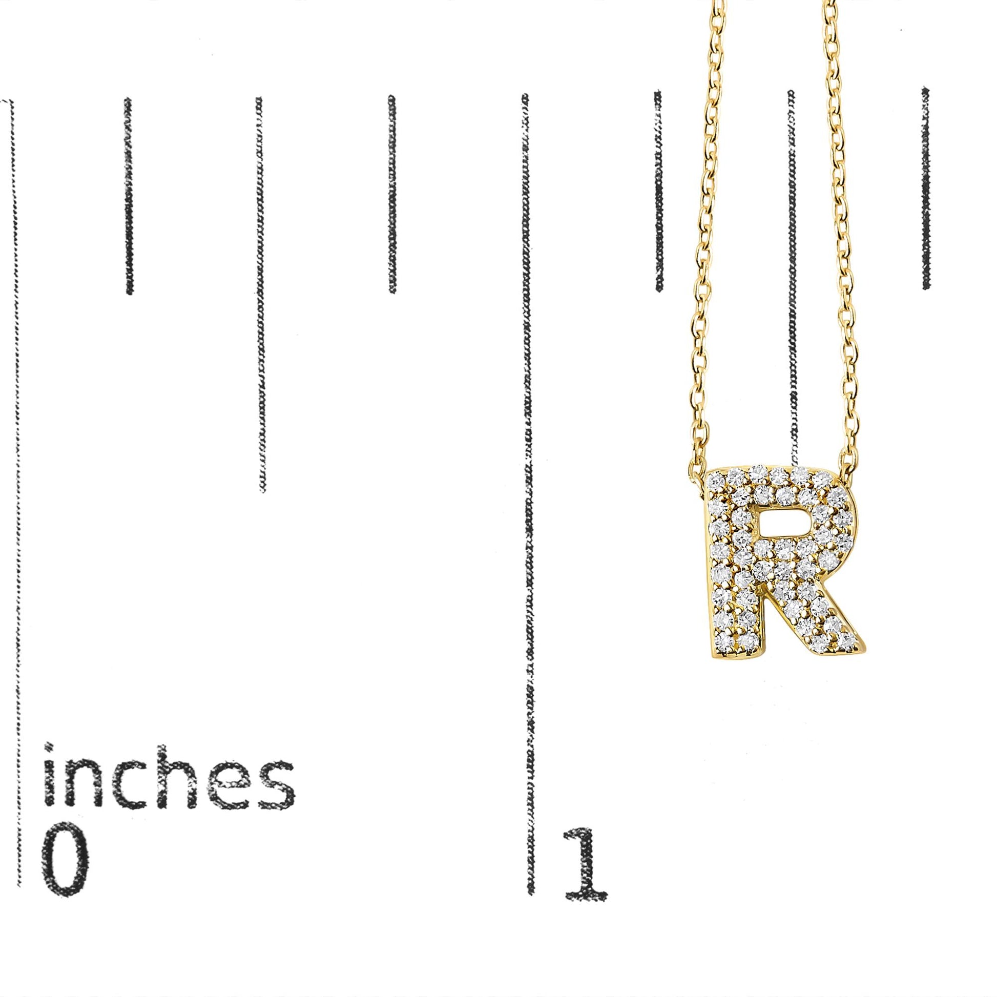 10K Yellow Gold Diamond Accent "A-Z" Initial Bubble Pendant Necklace