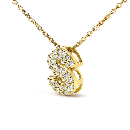 10K Yellow Gold Diamond Accent "A-Z" Initial Bubble Pendant Necklace
