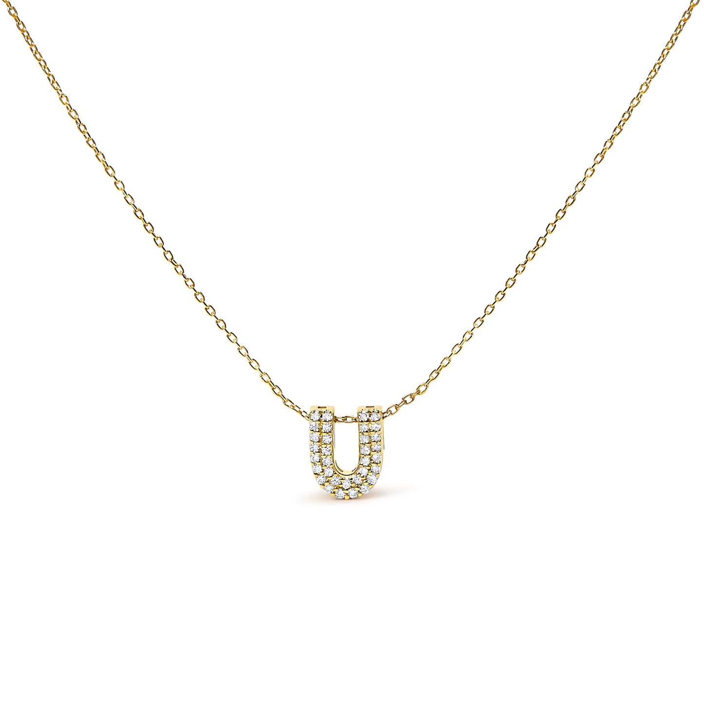 10K Yellow Gold Diamond Accent "A-Z" Initial Bubble Pendant Necklace