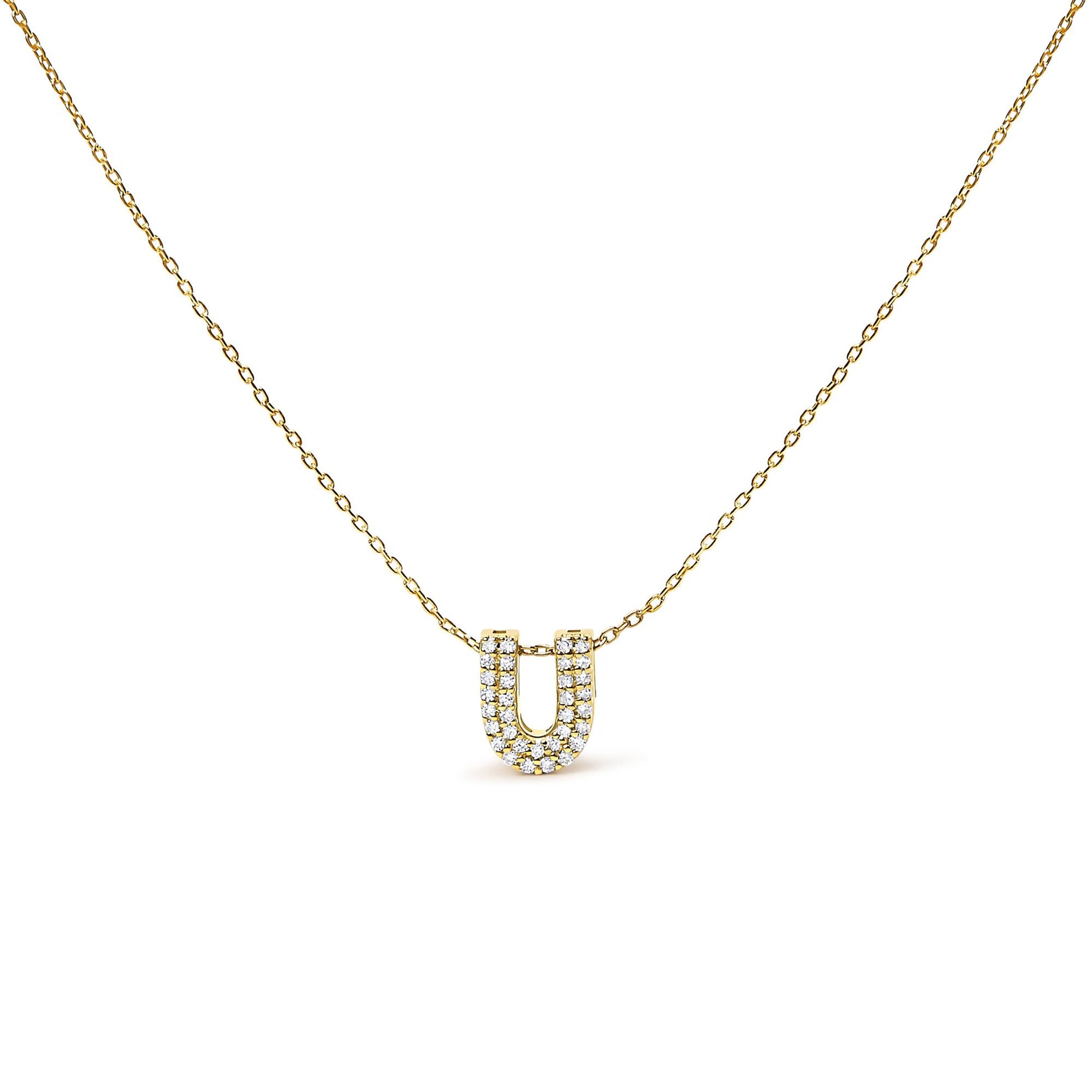 10K Yellow Gold Diamond Accent "A-Z" Initial Bubble Pendant Necklace