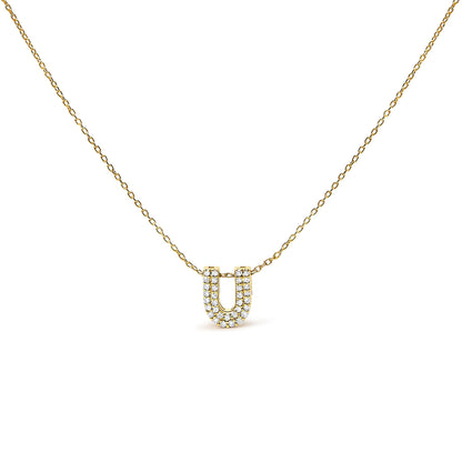10K Yellow Gold Diamond Accent "A-Z" Initial Bubble Pendant Necklace