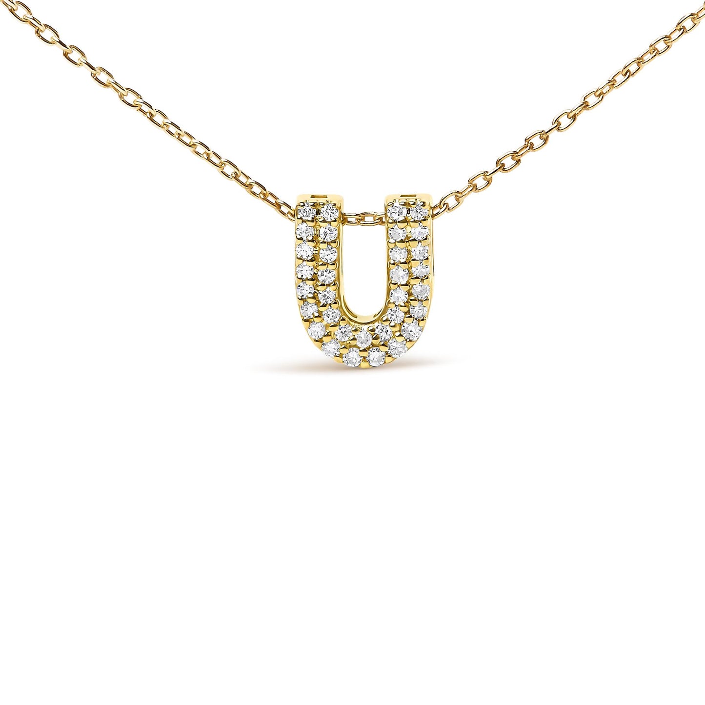 10K Yellow Gold Diamond Accent "A-Z" Initial Bubble Pendant Necklace