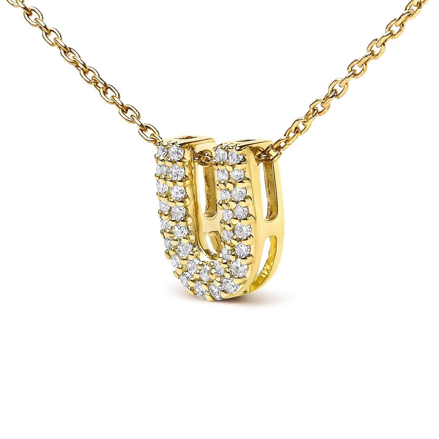 10K Yellow Gold Diamond Accent "A-Z" Initial Bubble Pendant Necklace