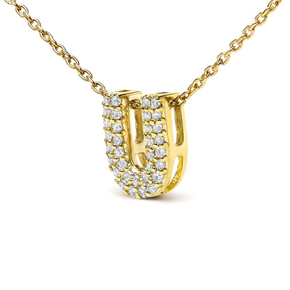 10K Yellow Gold Diamond Accent "A-Z" Initial Bubble Pendant Necklace