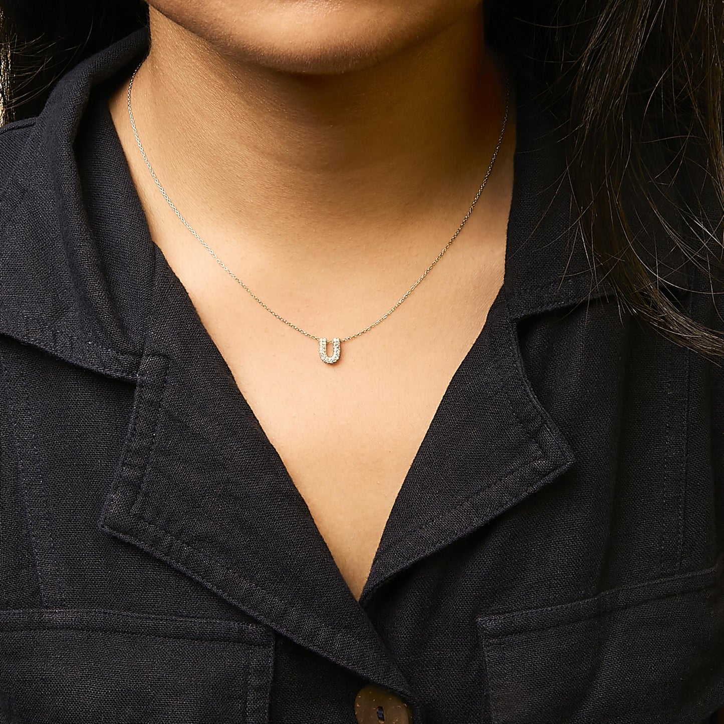 10K Yellow Gold Diamond Accent "A-Z" Initial Bubble Pendant Necklace