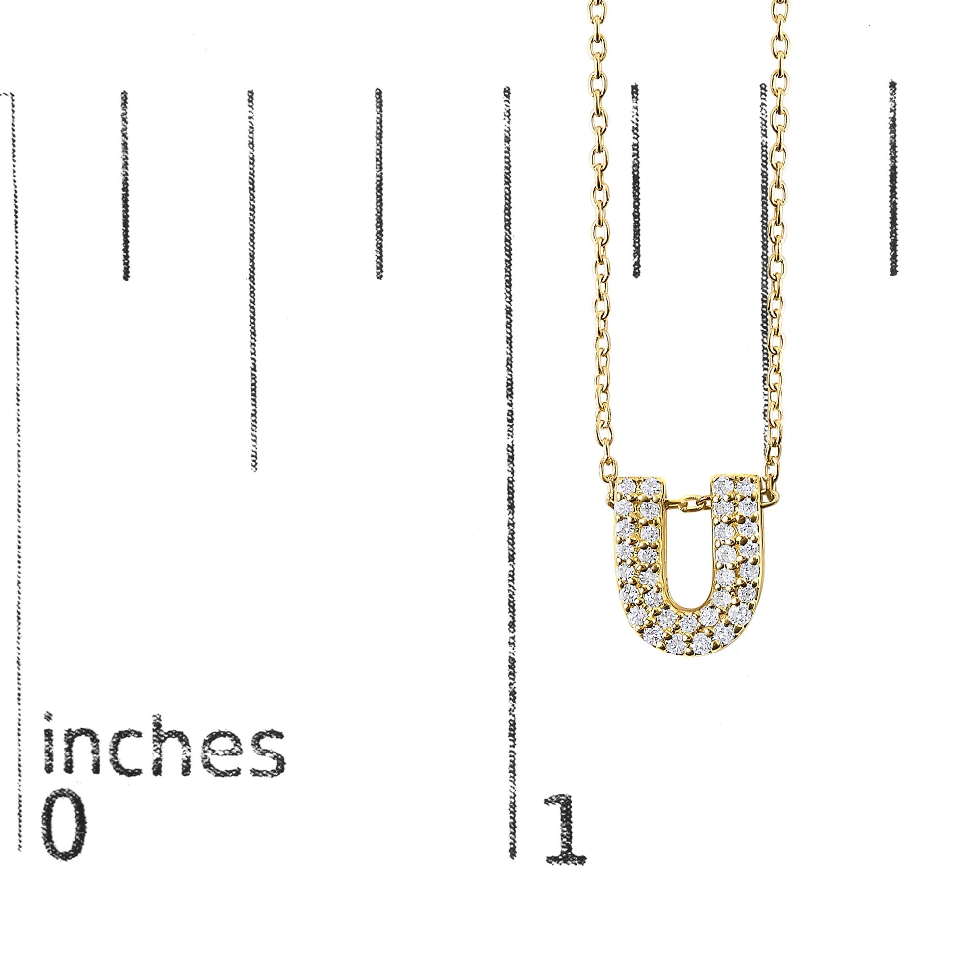 10K Yellow Gold Diamond Accent "A-Z" Initial Bubble Pendant Necklace