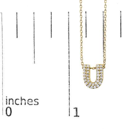 10K Yellow Gold Diamond Accent "A-Z" Initial Bubble Pendant Necklace