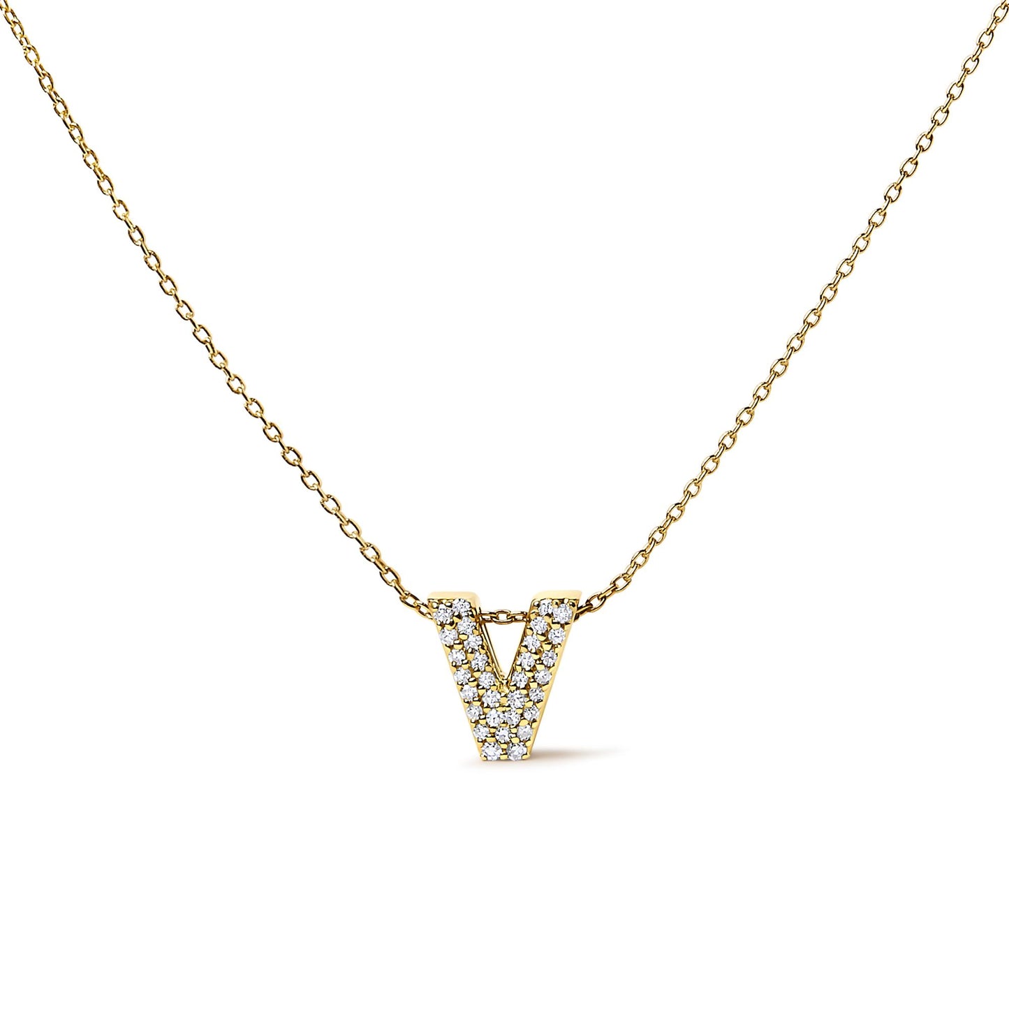 10K Yellow Gold Diamond Accent "A-Z" Initial Bubble Pendant Necklace