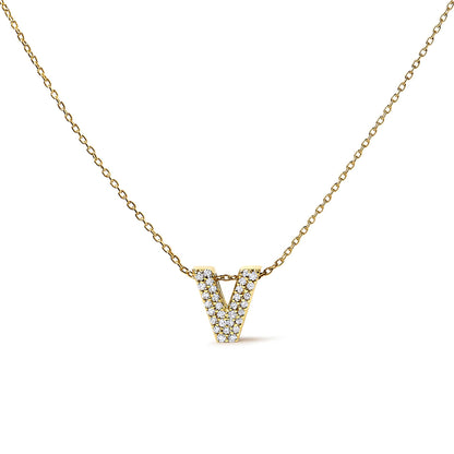 10K Yellow Gold Diamond Accent "A-Z" Initial Bubble Pendant Necklace
