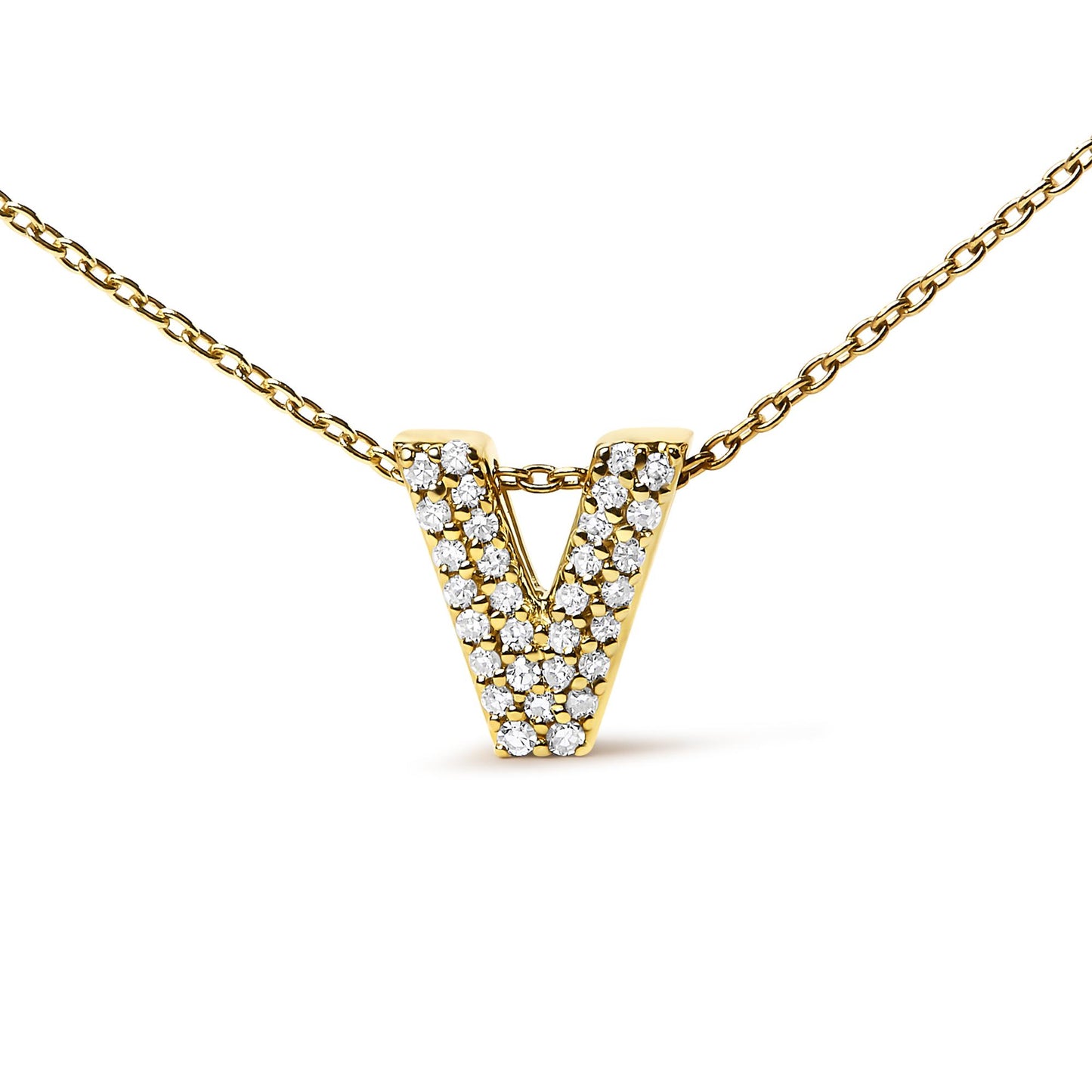 10K Yellow Gold Diamond Accent "A-Z" Initial Bubble Pendant Necklace