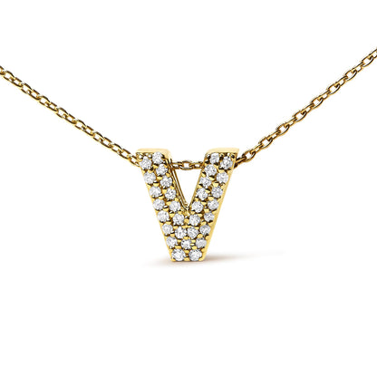 10K Yellow Gold Diamond Accent "A-Z" Initial Bubble Pendant Necklace