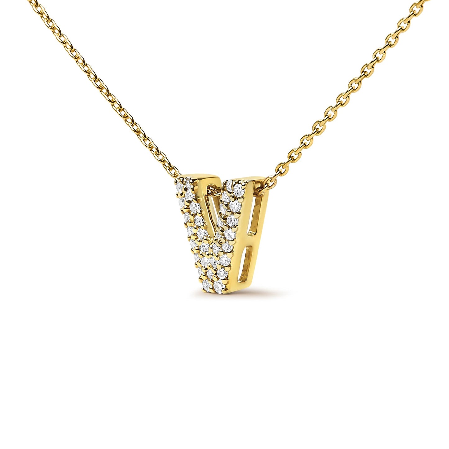 10K Yellow Gold Diamond Accent "A-Z" Initial Bubble Pendant Necklace