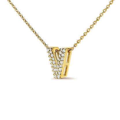 10K Yellow Gold Diamond Accent "A-Z" Initial Bubble Pendant Necklace