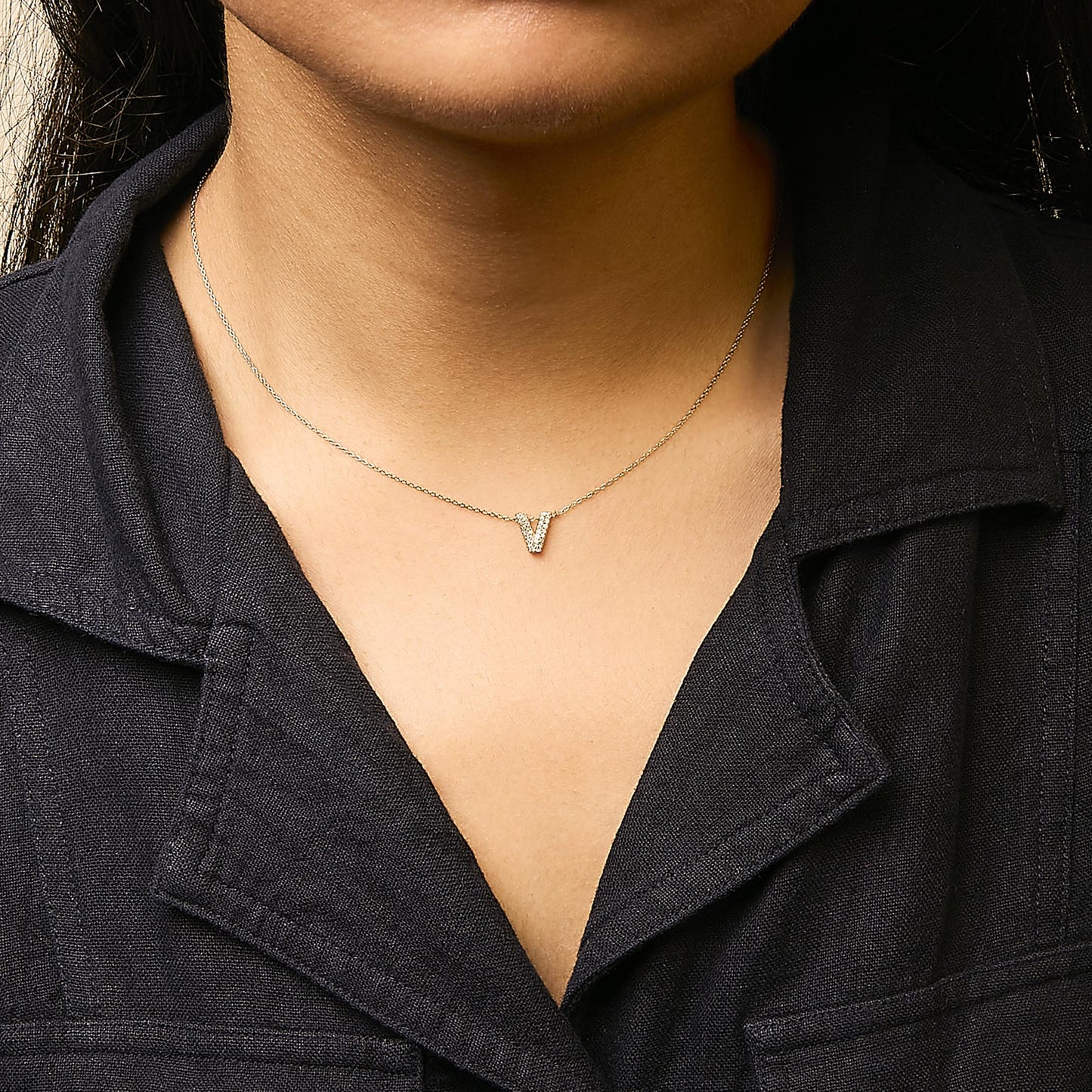 10K Yellow Gold Diamond Accent "A-Z" Initial Bubble Pendant Necklace