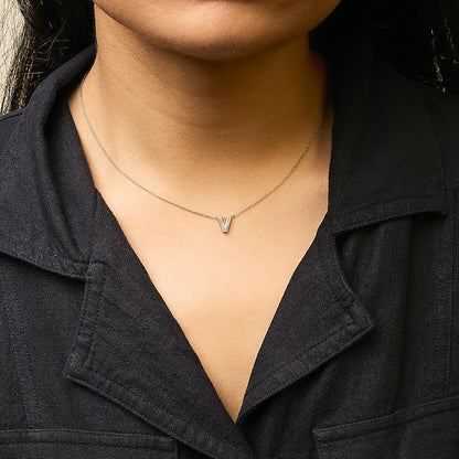 10K Yellow Gold Diamond Accent "A-Z" Initial Bubble Pendant Necklace