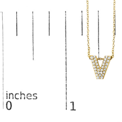 10K Yellow Gold Diamond Accent "A-Z" Initial Bubble Pendant Necklace