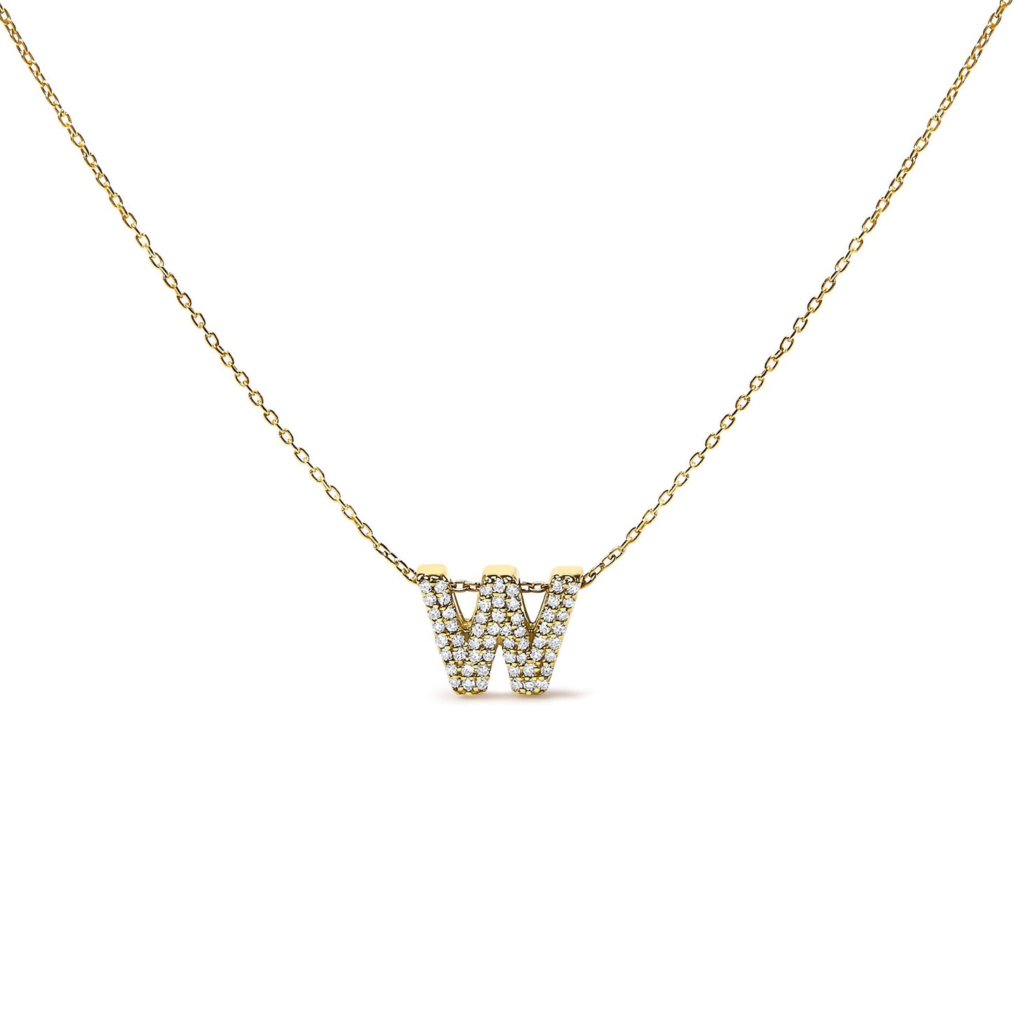 10K Yellow Gold Diamond Accent "A-Z" Initial Bubble Pendant Necklace