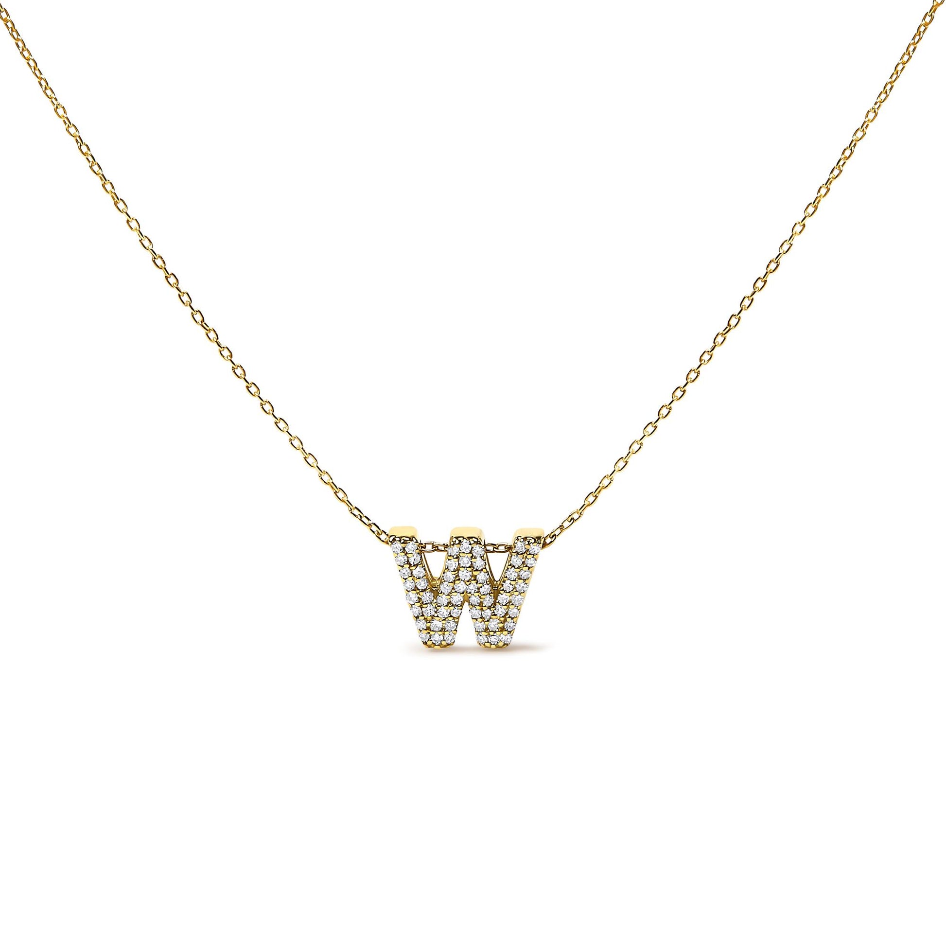 10K Yellow Gold Diamond Accent "A-Z" Initial Bubble Pendant Necklace