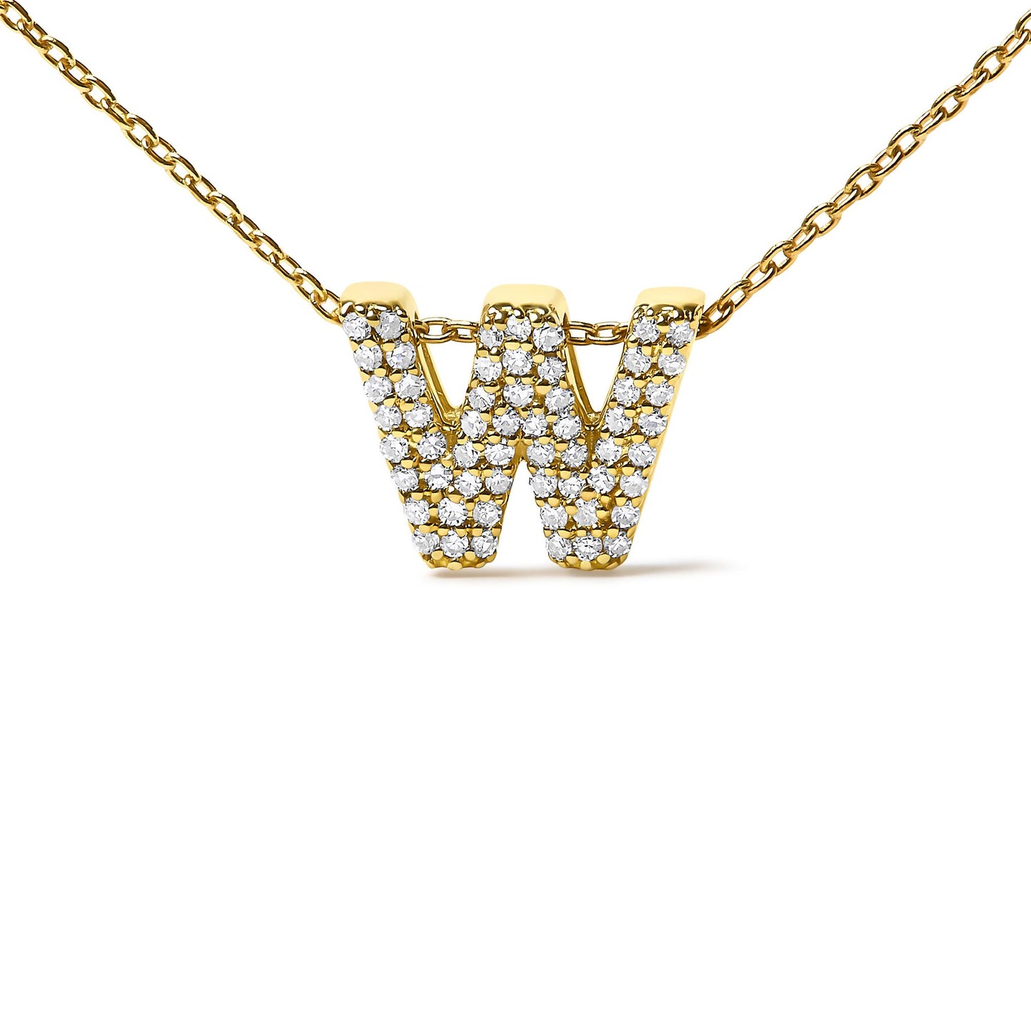 10K Yellow Gold Diamond Accent "A-Z" Initial Bubble Pendant Necklace