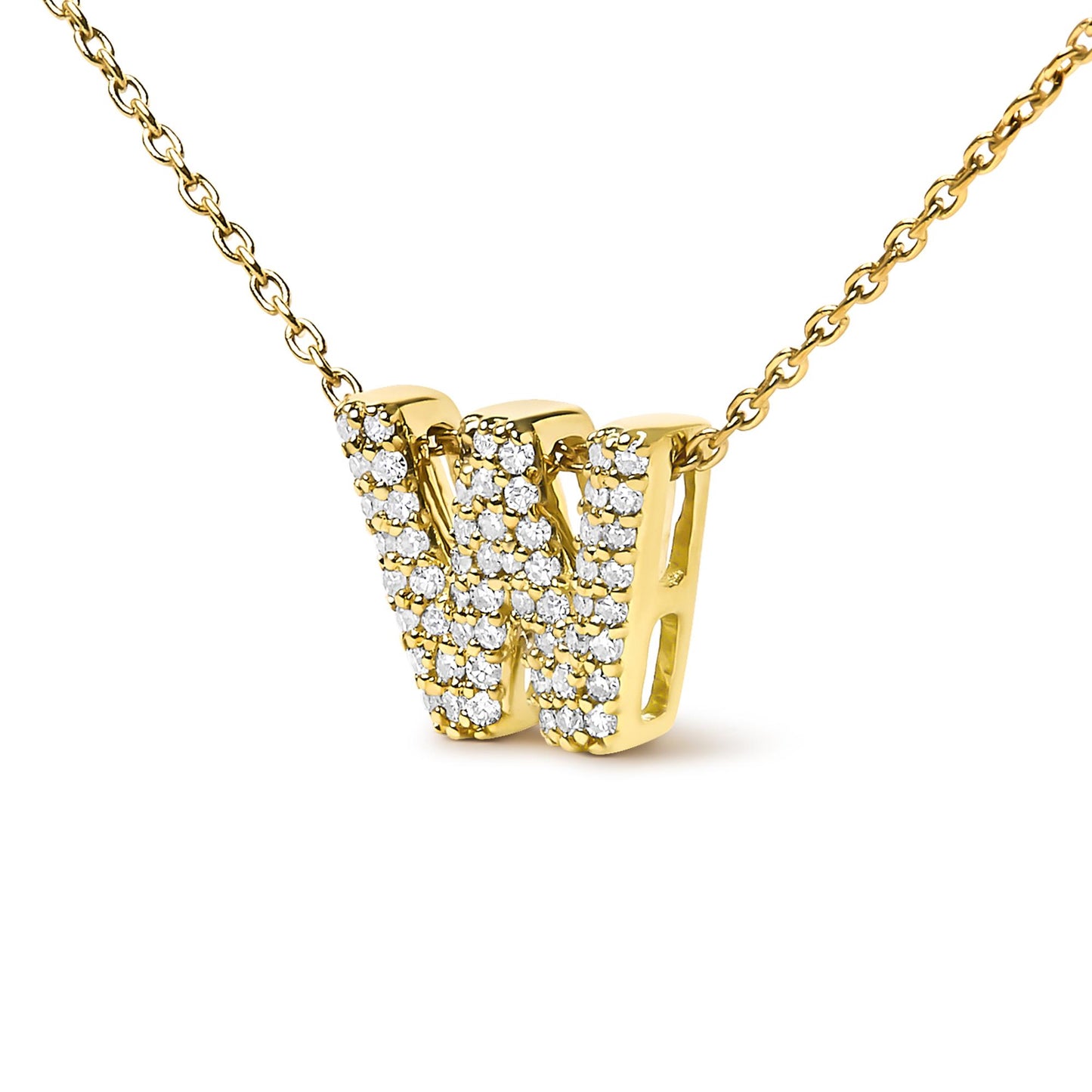 10K Yellow Gold Diamond Accent "A-Z" Initial Bubble Pendant Necklace