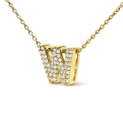 10K Yellow Gold Diamond Accent "A-Z" Initial Bubble Pendant Necklace