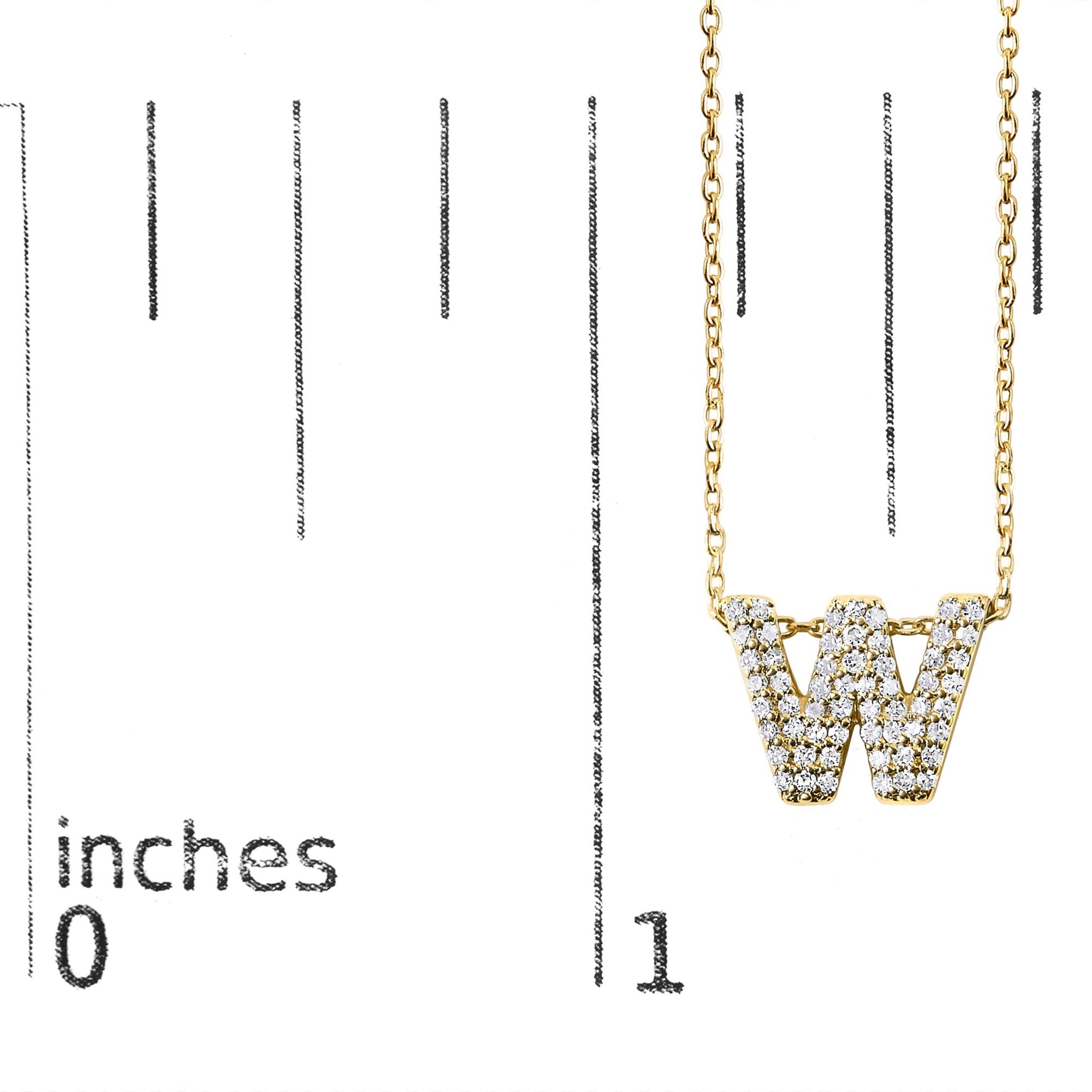 10K Yellow Gold Diamond Accent "A-Z" Initial Bubble Pendant Necklace