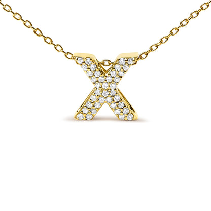 10K Yellow Gold Diamond Accent "A-Z" Initial Bubble Pendant Necklace