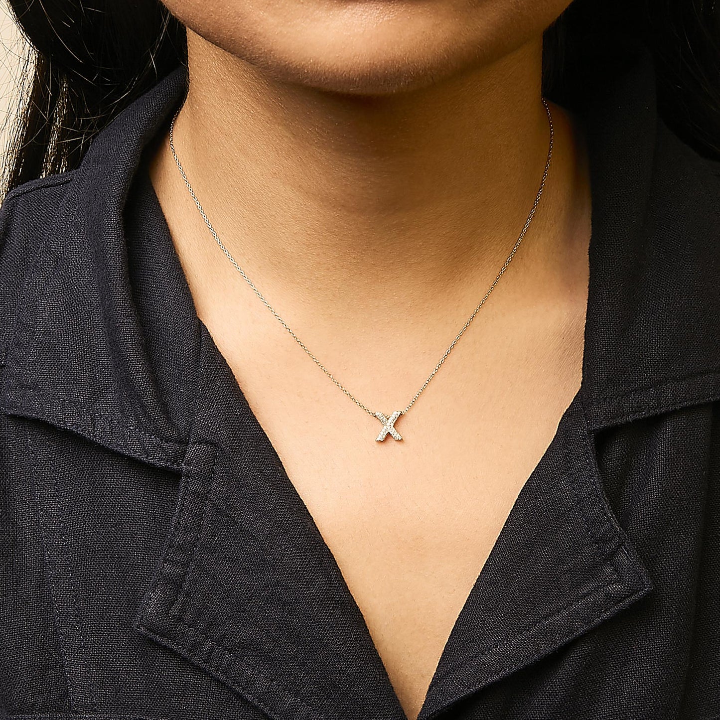 10K Yellow Gold Diamond Accent "A-Z" Initial Bubble Pendant Necklace