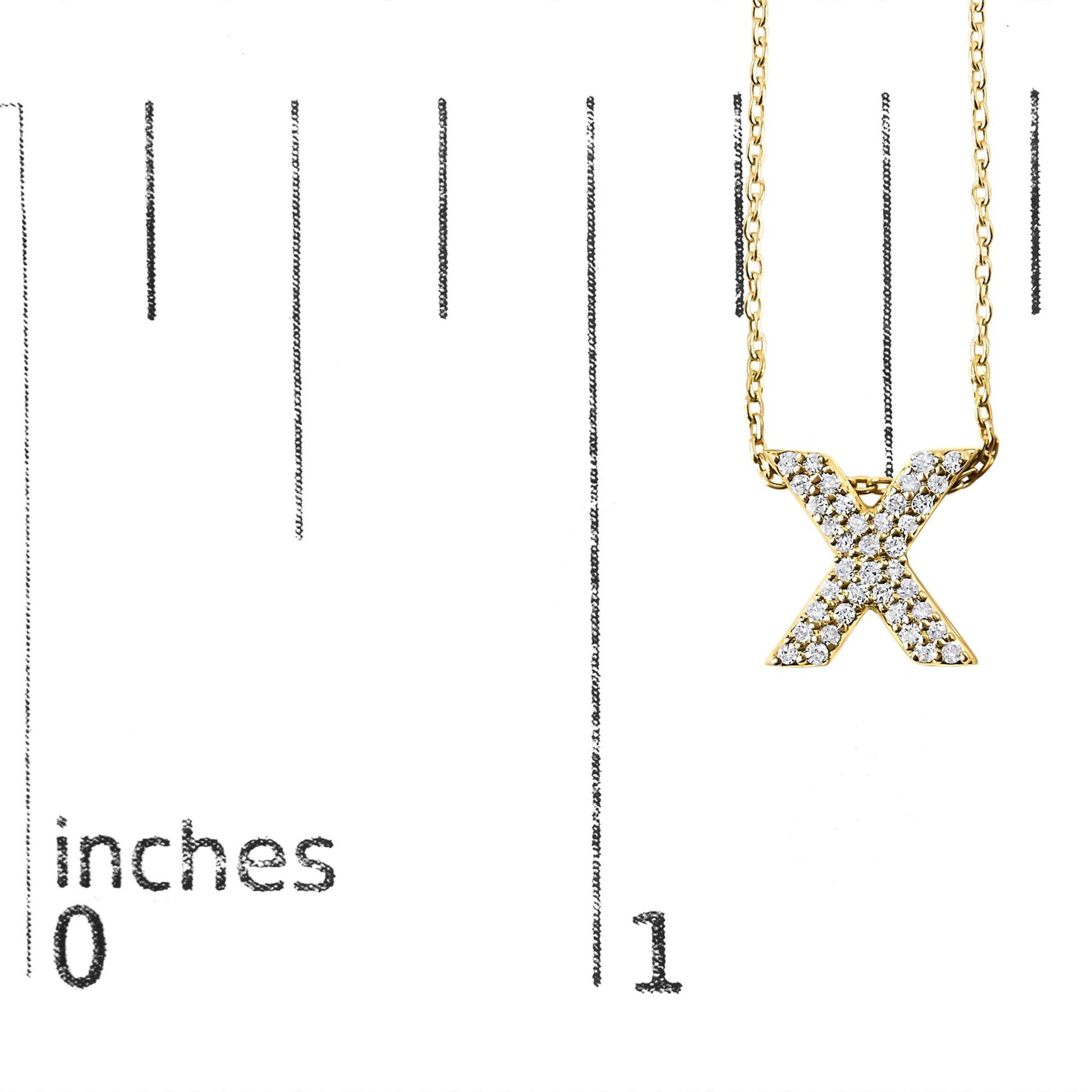 10K Yellow Gold Diamond Accent "A-Z" Initial Bubble Pendant Necklace