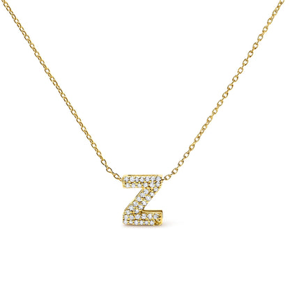 10K Yellow Gold Diamond Accent "A-Z" Initial Bubble Pendant Necklace