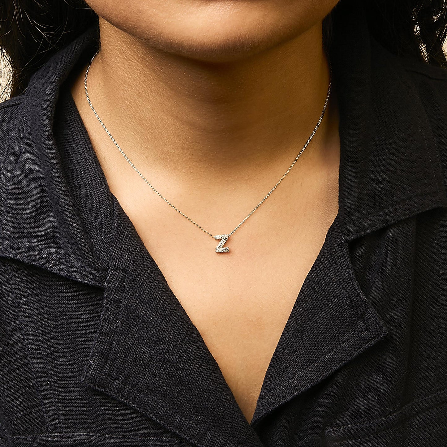 10K Yellow Gold Diamond Accent "A-Z" Initial Bubble Pendant Necklace