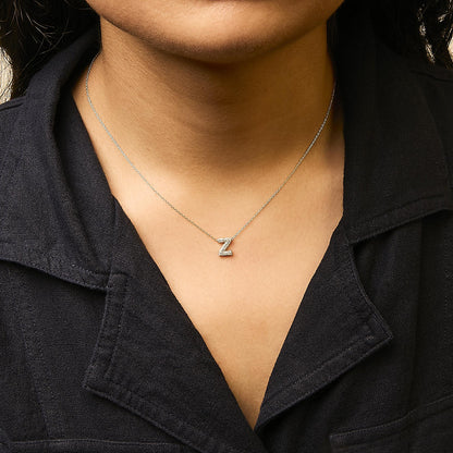 10K Yellow Gold Diamond Accent "A-Z" Initial Bubble Pendant Necklace