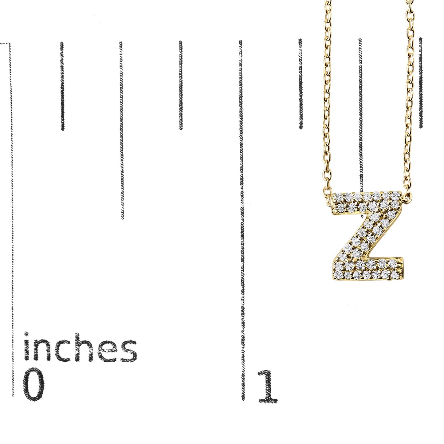 10K Yellow Gold Diamond Accent "A-Z" Initial Bubble Pendant Necklace