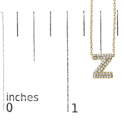 10K Yellow Gold Diamond Accent "A-Z" Initial Bubble Pendant Necklace