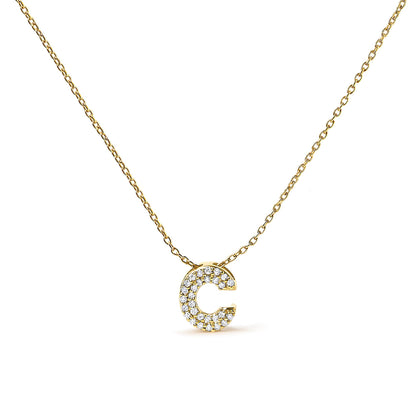 10K Yellow Gold Diamond Accent "A-Z" Initial Bubble Pendant Necklace